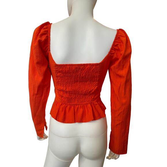 New ~ TOPSHOP ~ Sweetheart Neck Textured Long Sleeve Top Size 2 - Picture 5 of 9